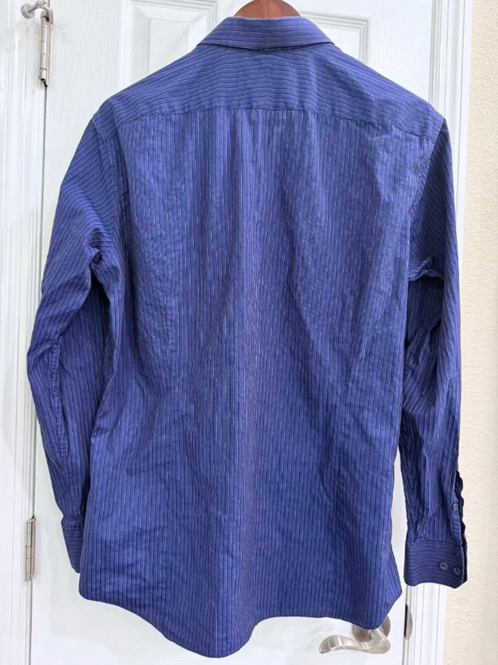 Banana Republic Shirt Mens Large Blue Striped Stretch Button Down Dress Shirt